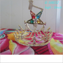 Wholesale fashion gold beauty tiara five-star crown holiday